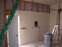 North wall, east side - two layers of drywall, lots of wiring done.