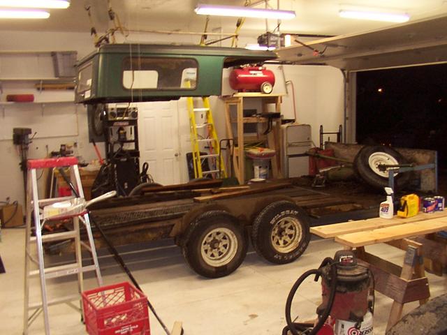 Shoe-horned inside the shop, with both fenders removed