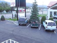 Hotel Parking lot - Ox on the left, Oscar on the right