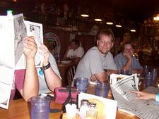 Dinner Friday night at the Windmill - Mark and Kathy hiding, then Tom Mandera and Michelle Dukleth