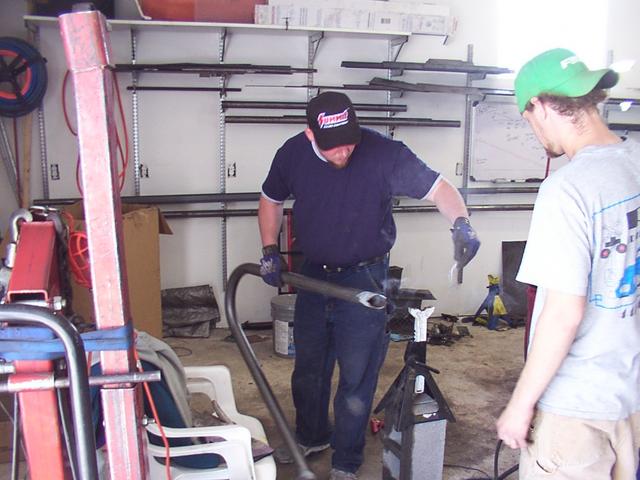 Dennis and Chris working on a stinger for Chris's F250