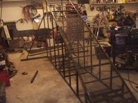 10/8 - mid-diagonal in place, rear supports in place, first section of expanded steel welded down the right side only.