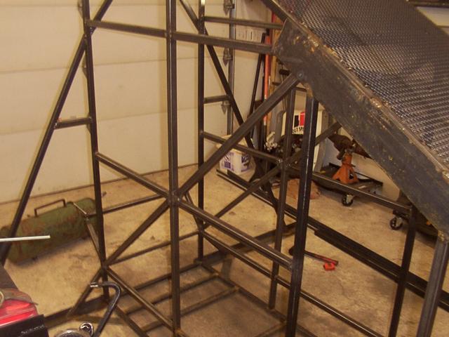 Diagonal bracing in place.