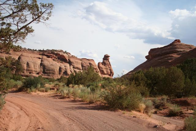 Kokopelli Rock on the way to Gemini Bridges or Bull Canyon
