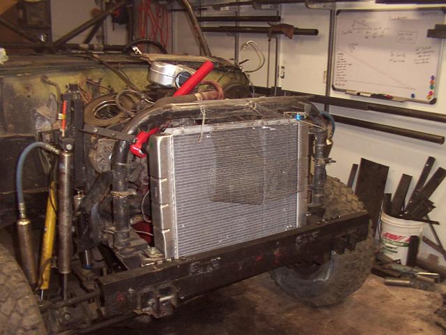 Radiator sitting on the C-channel lower mount