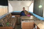 Sitting to the rear of the camper at the dinette, to give a feel for the size