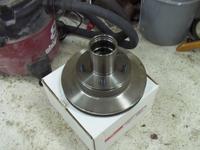 Brand new 1985 F150 wheel hub, rotor, races, studs for $42 from PartsAmerica