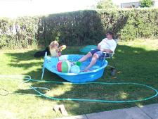 Michelle and our niece Carrie, in the pool.