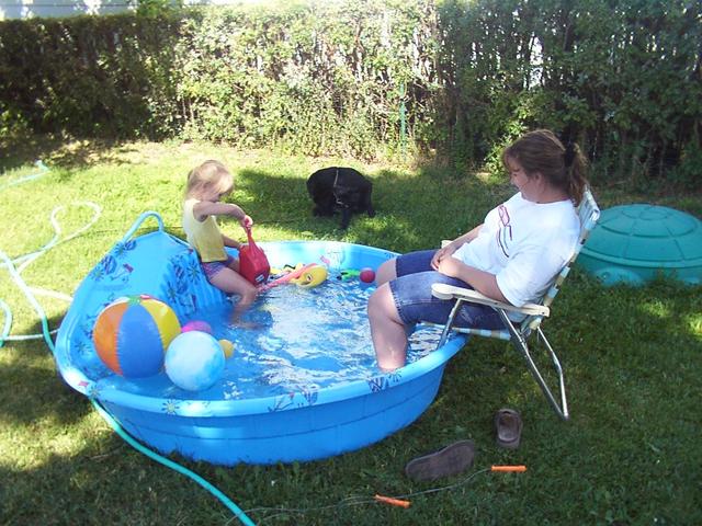 Michelle and our niece Carrie, in the pool.