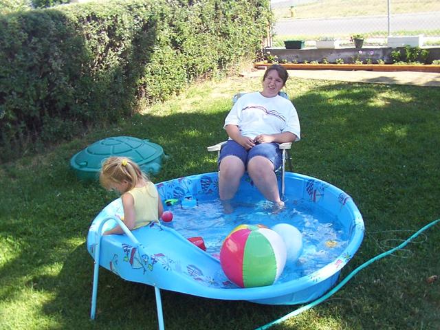 Michelle and our niece Carrie, in the pool.