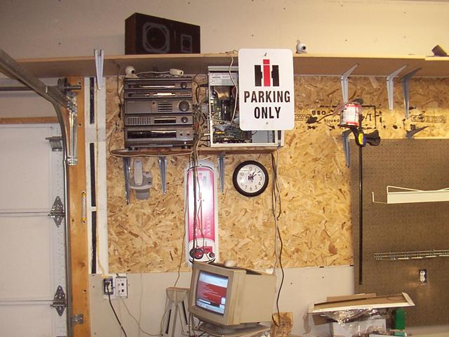 Shop view - computer, stereo, IH clock, IH thermometer, IH Parking sign